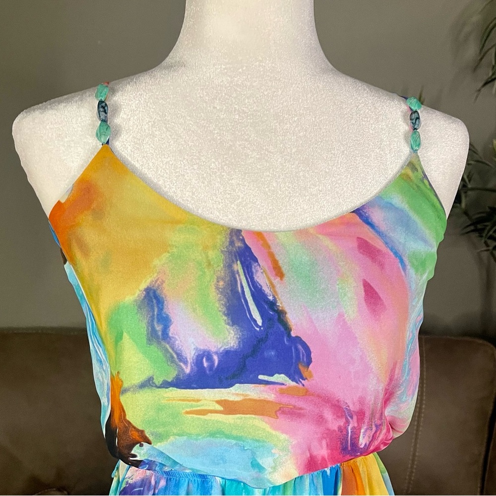 Bisou Bisou Michele Bohbot Watercolor Jewelrd Maxi Dress 4 Spring Summer Party - Picture 3 of 16